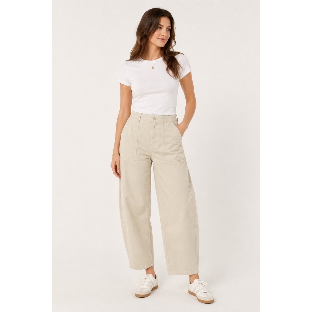Gap Barrel Khaki Pants Womens 16 Khaki Beige High Rise Utility Stretch 618038-01